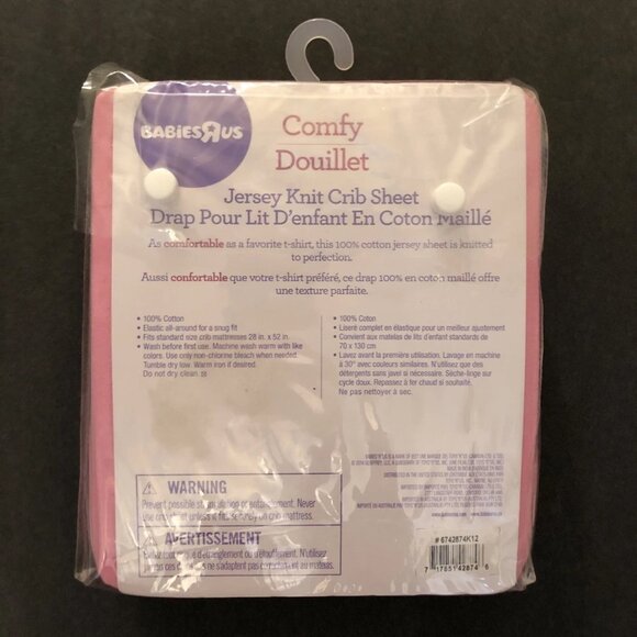Babies-R-Us Comfy Jersey Knit 100% Cotton Crib Sheet - PINK - Picture 3 of 4